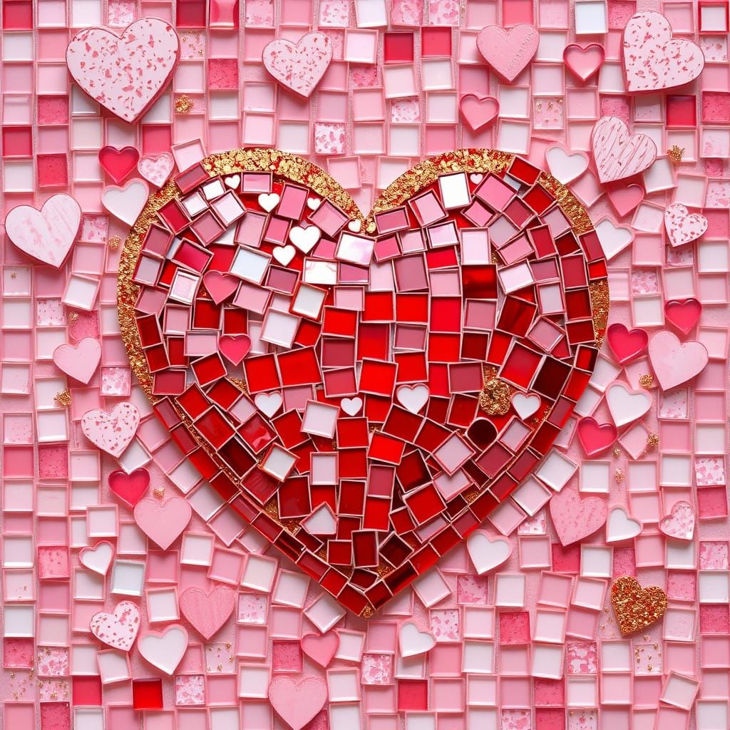 Impressive Mosaic Heart Art Piece