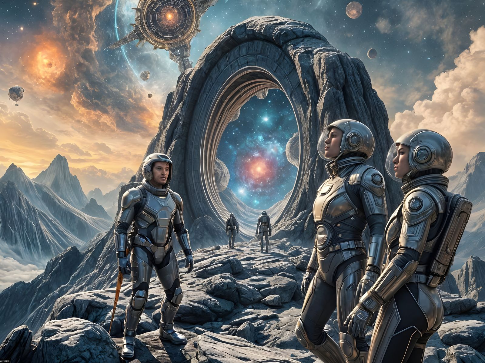 Quantum Portal Discovery: Futuristic Explorers in Cosmic Neb...