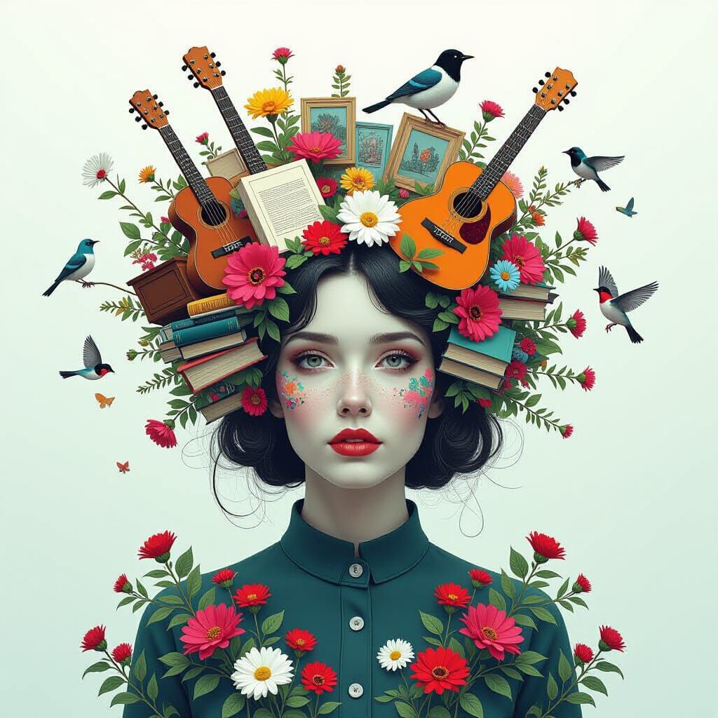 Imaginative Portrait with Everyday Object Hair