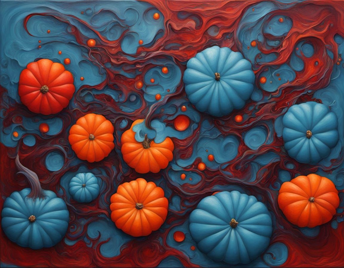 Abstract Biopunk Painting of a Vermilion Cruise Lagoon