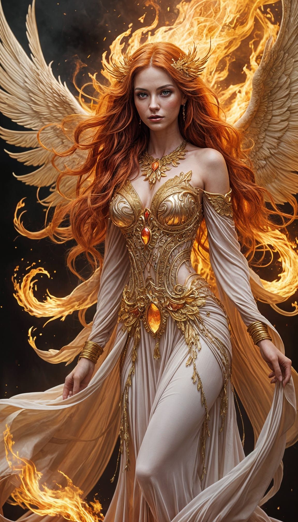 Phoenix Goddess Rising From Flames