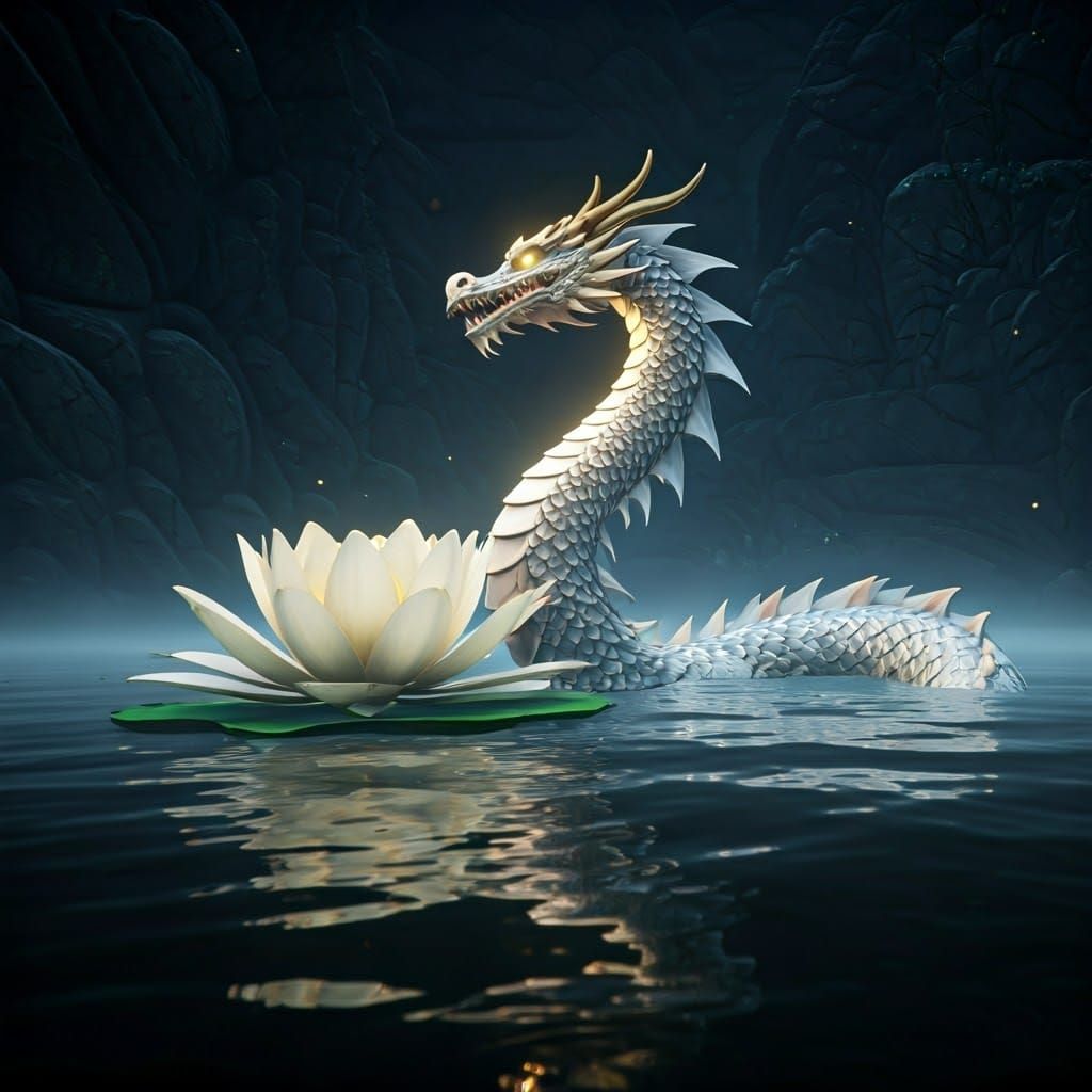 Dragon Lotus Flower on Misty Lake in Unreal Engine