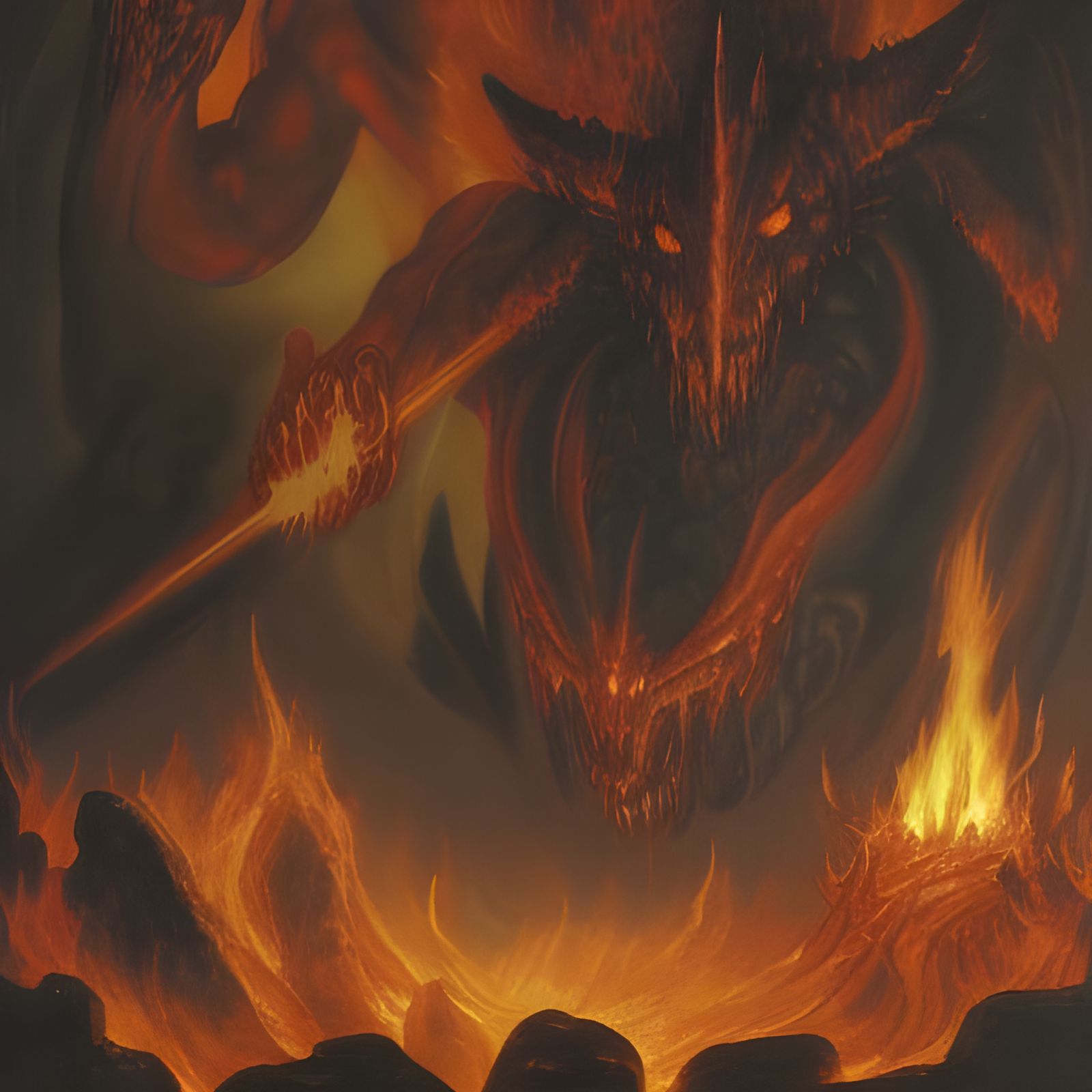 Fiery Balrog in a Dark Dungeon