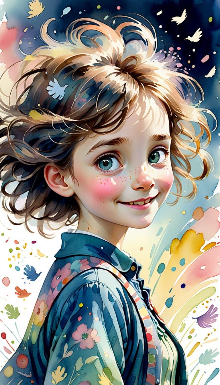 Whimsical Morning Brat Portrait in Vibrant Pastels