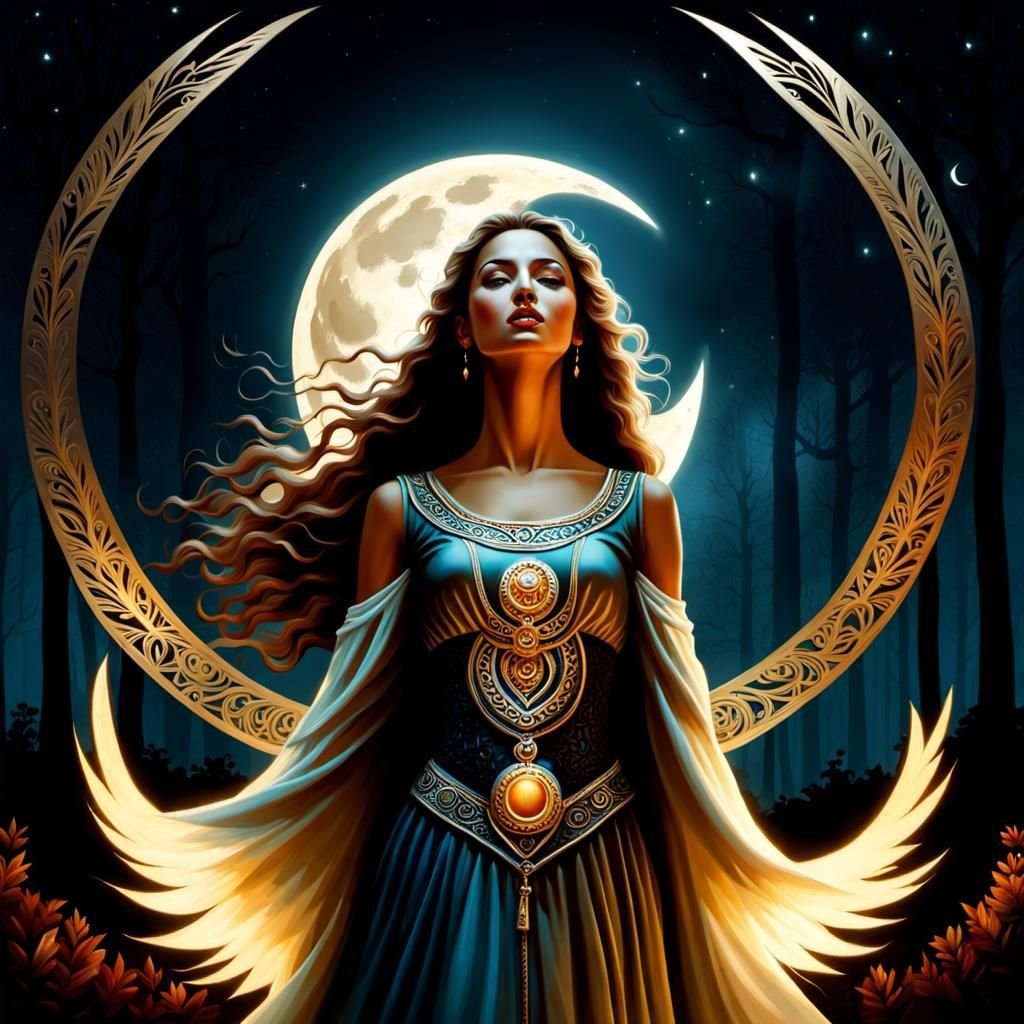 Mysterious Woman Invoking Goddess in Witchcore Style