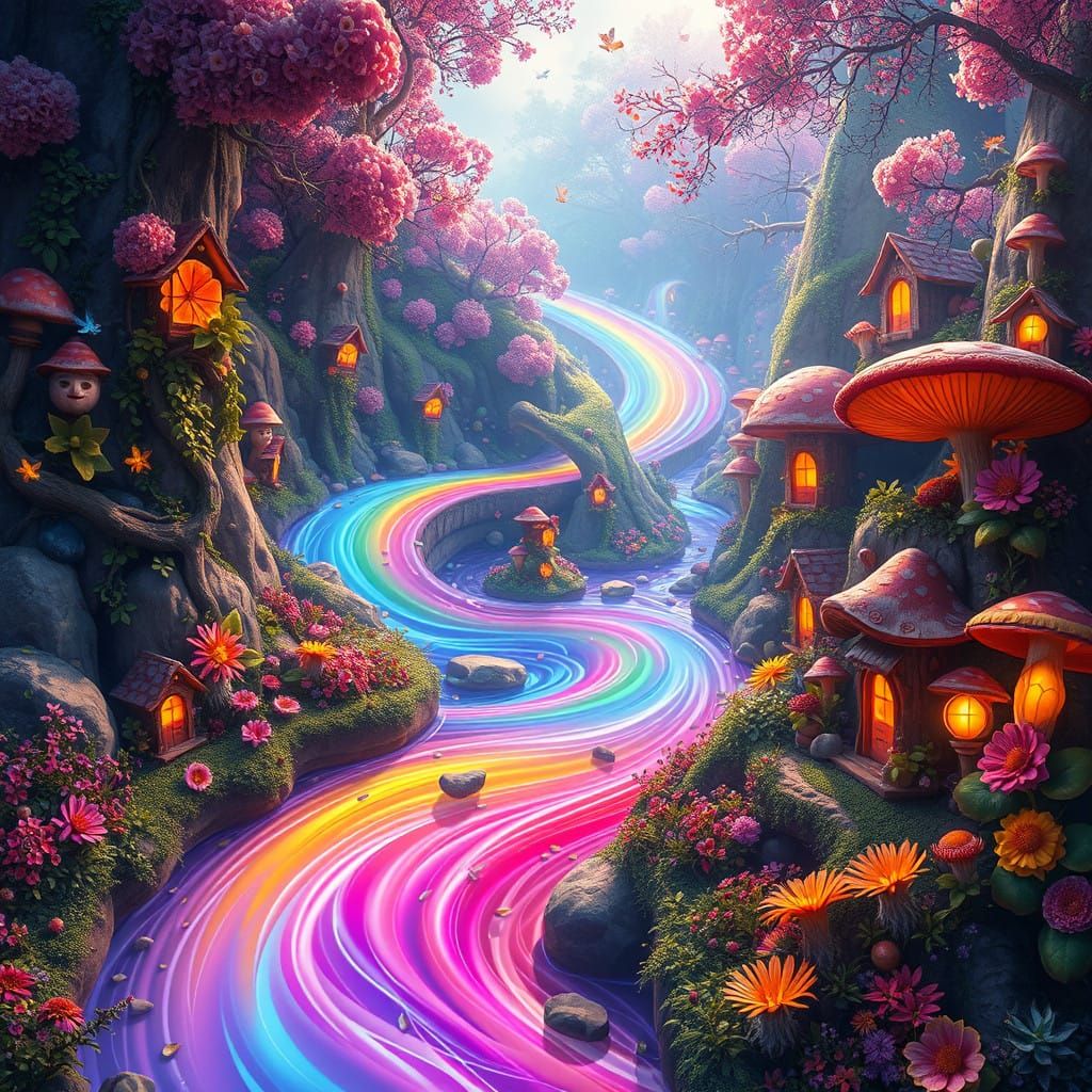 Dreamlike Rainbow River Wonderland