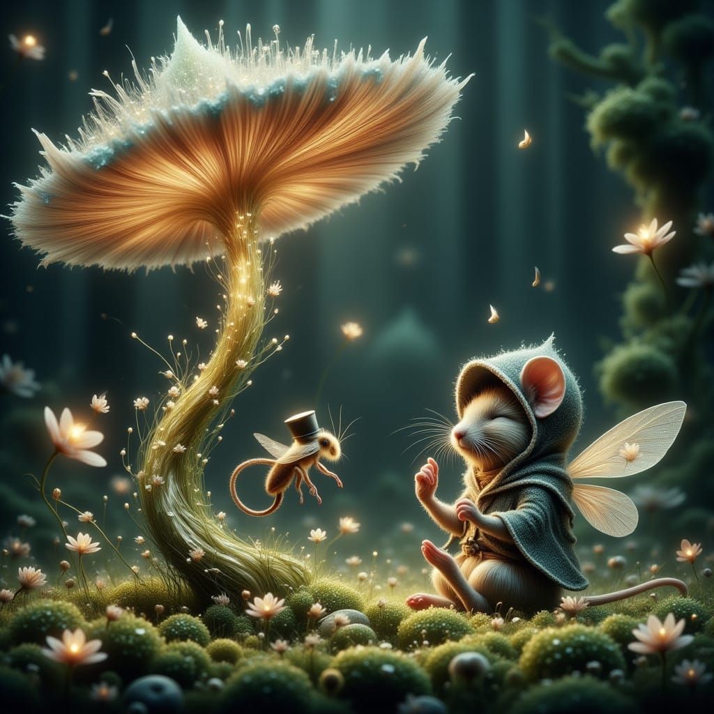 Whimsical Mouse in Magical Forest Glade
