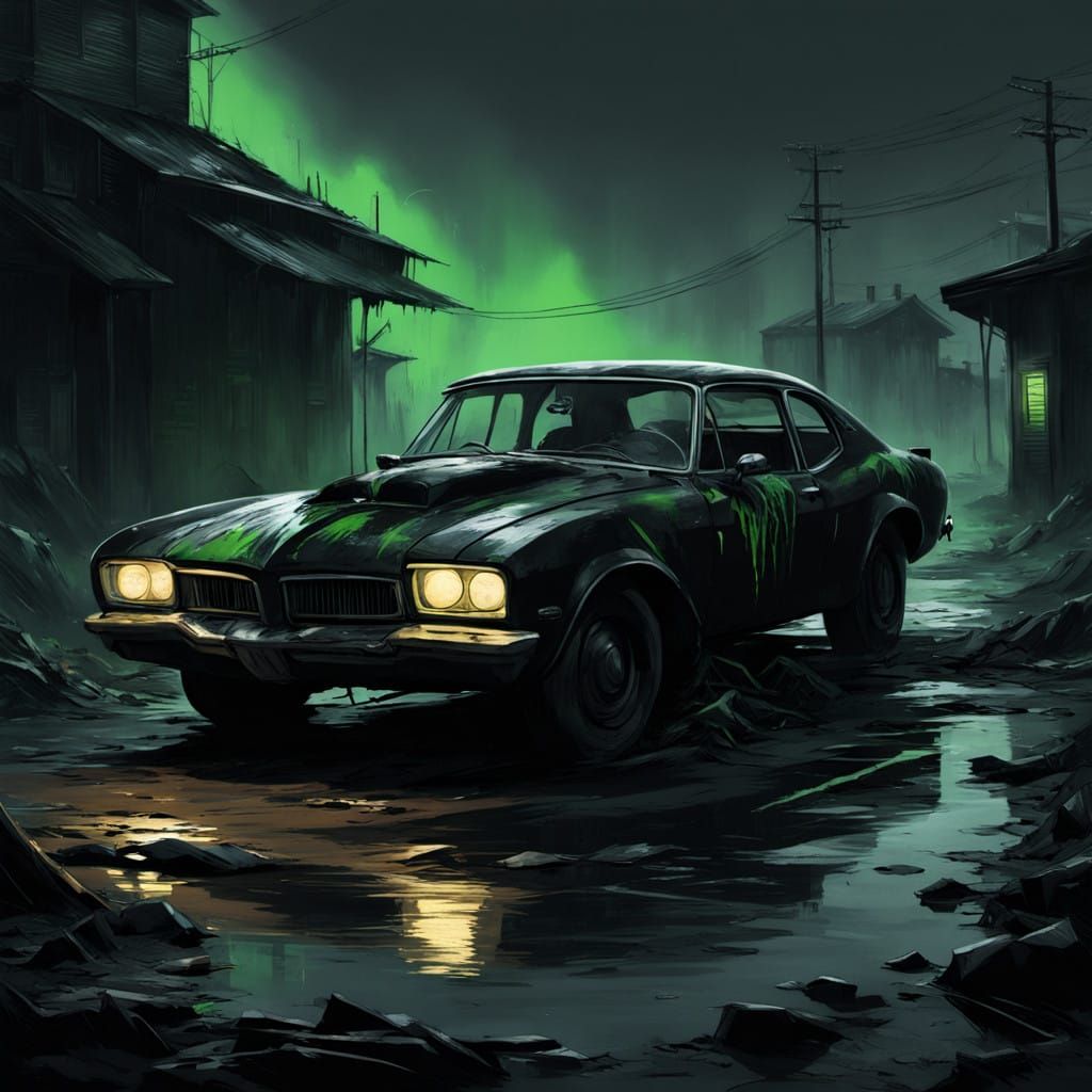 Gritty Anti-Hero Scene in Dark Cyberpunk Style