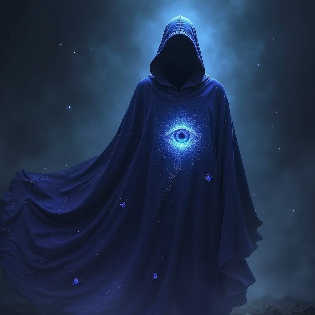 Wizard's Indigo Cloak with Cosmic Eye