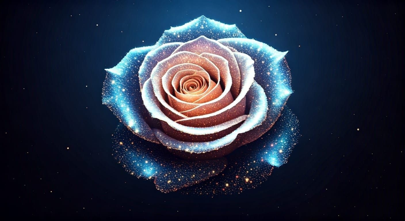 Stardust Rose on Midnight Blue Background