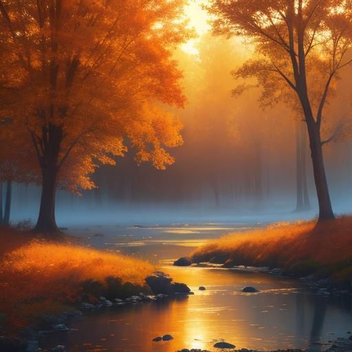 Serene Autumn Landscape in Golden Sunlight
