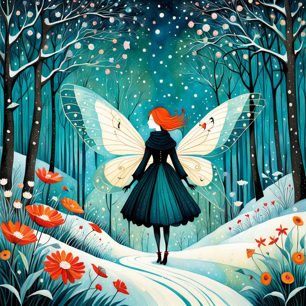 Floral Fairy in Whimsical Abstract Style