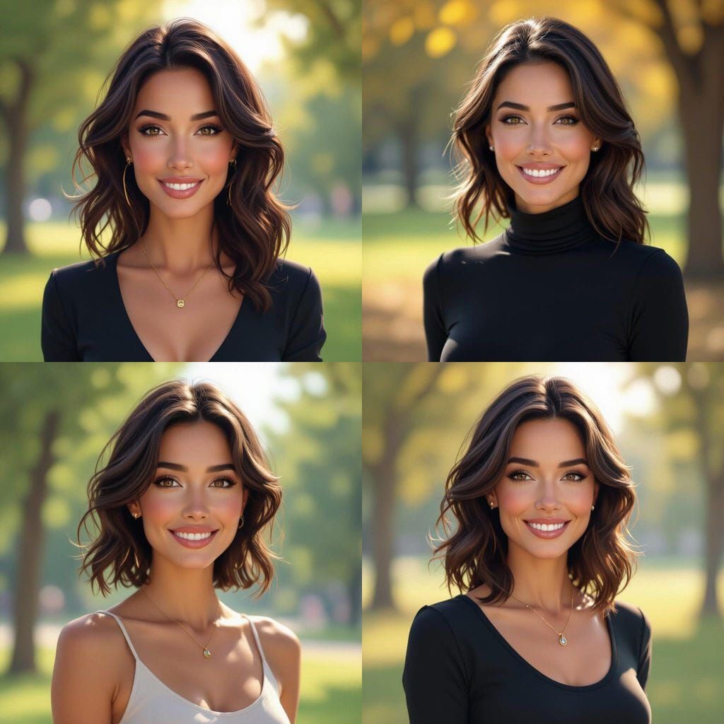 Dynamic Portrait of Stylish Brunette Woman with Amazing Smil...