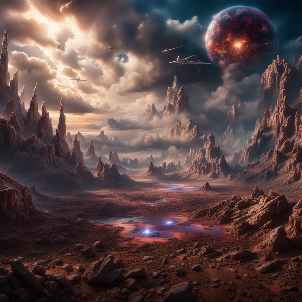 Epic Land and Sky War in Photorealistic CGI