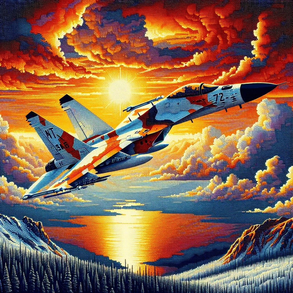Fighter Jet in Pointillism