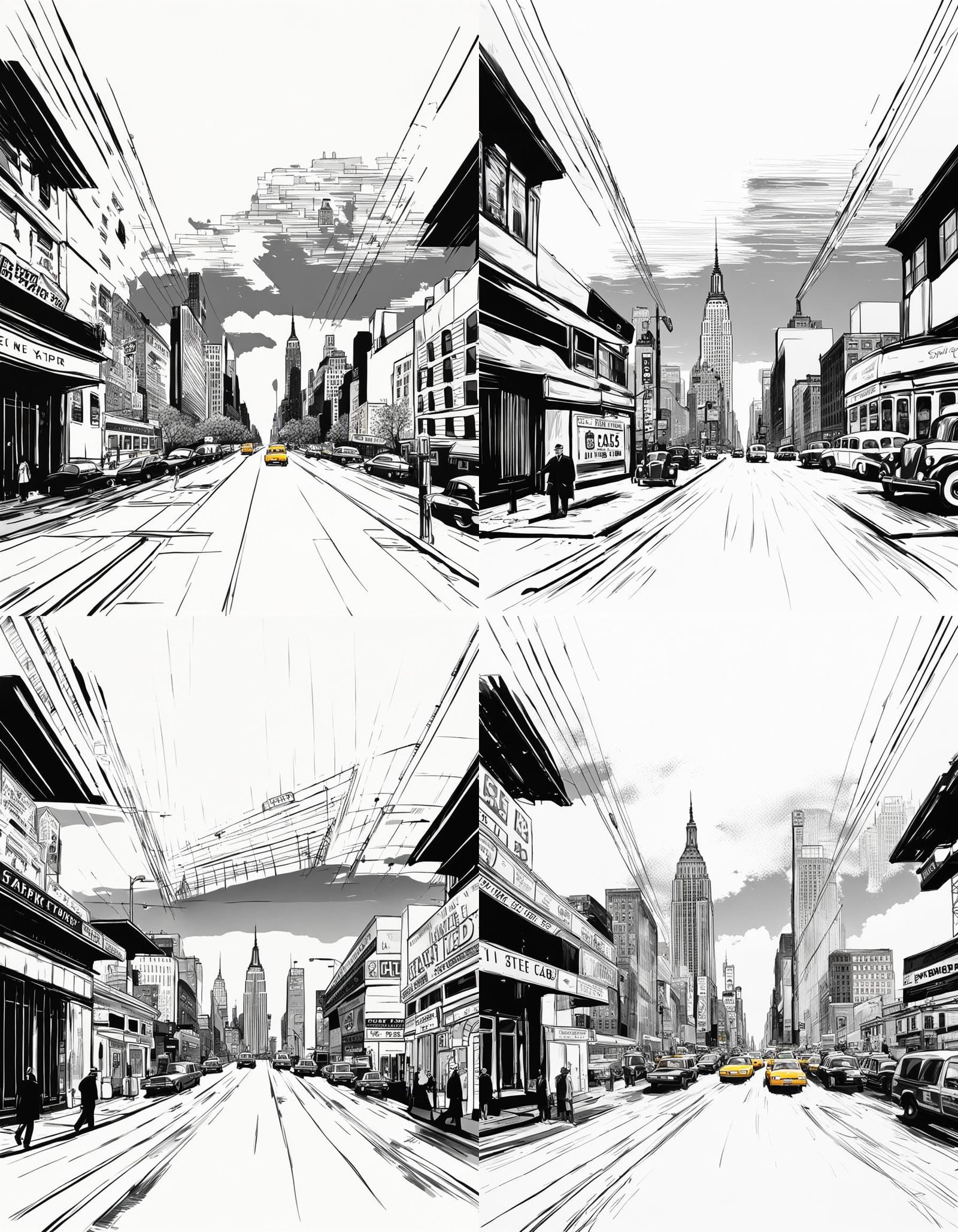 New York Street Scene with Empire State Building