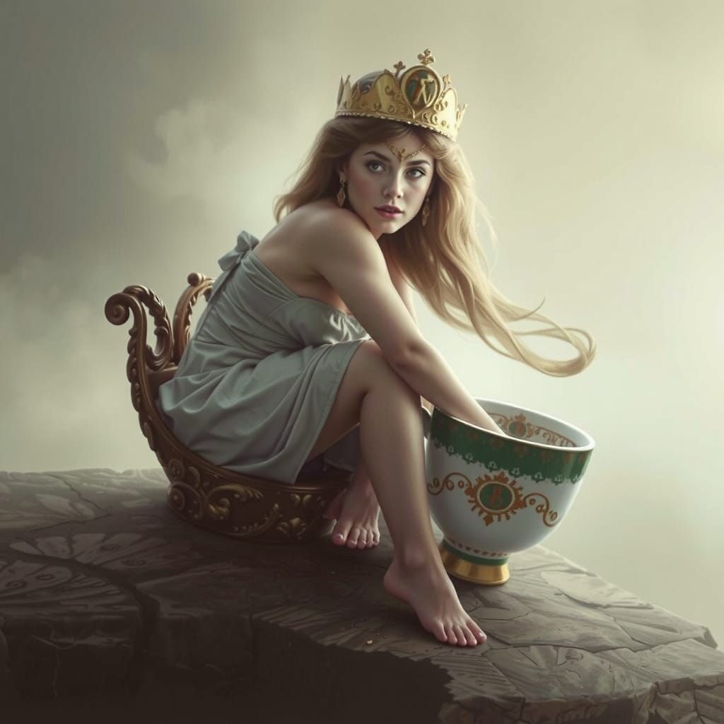 Drama Queen in Teacup - Epic Cinematic Digital Painting