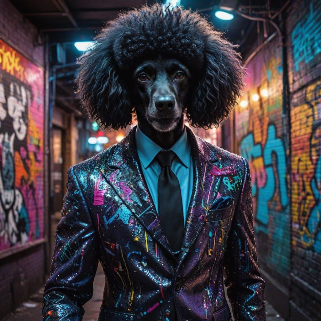 Vibrant Urban Poodle Performs Live Music in Bold Expressioni...
