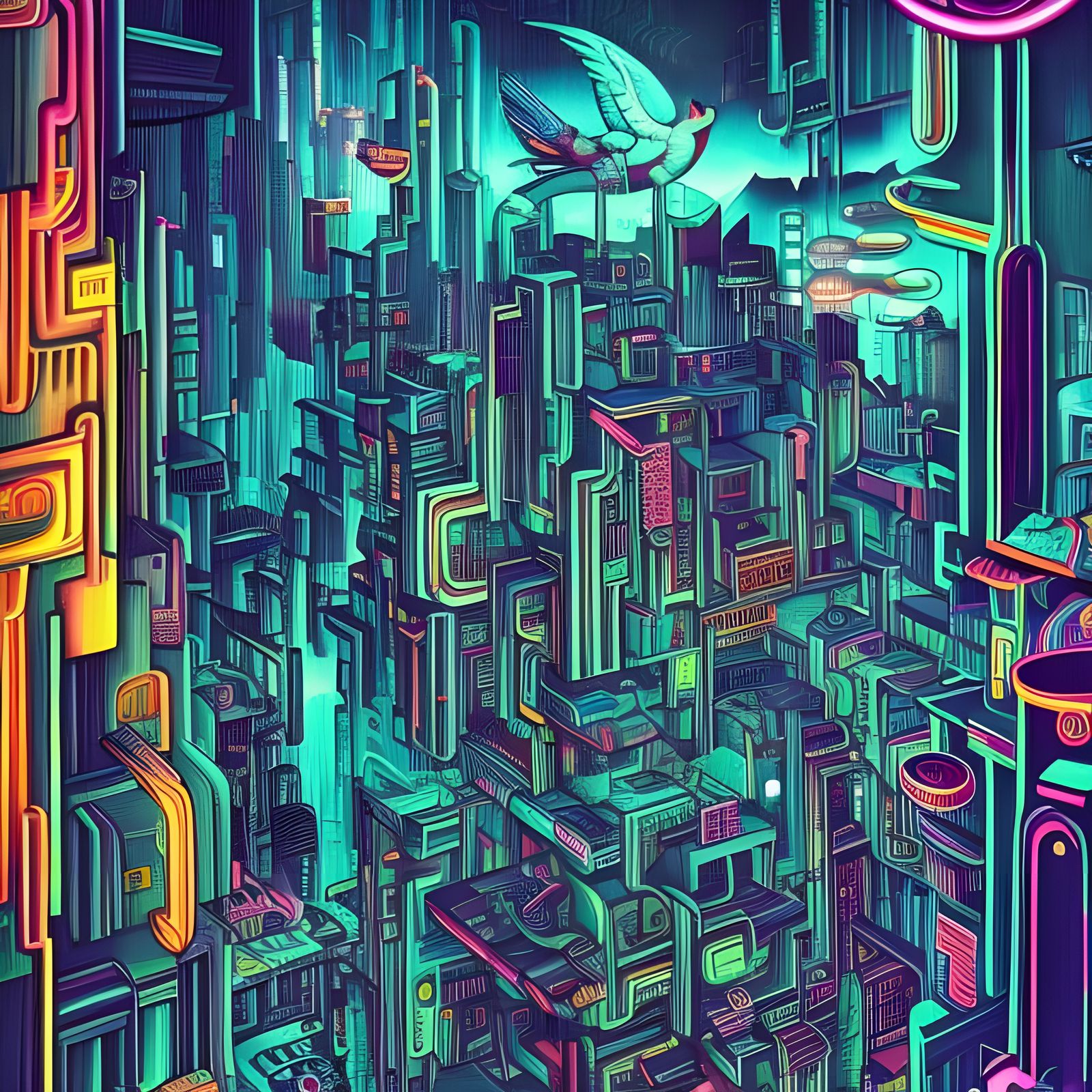 Surreal Neon Cyberpunk Cityscape Photography
