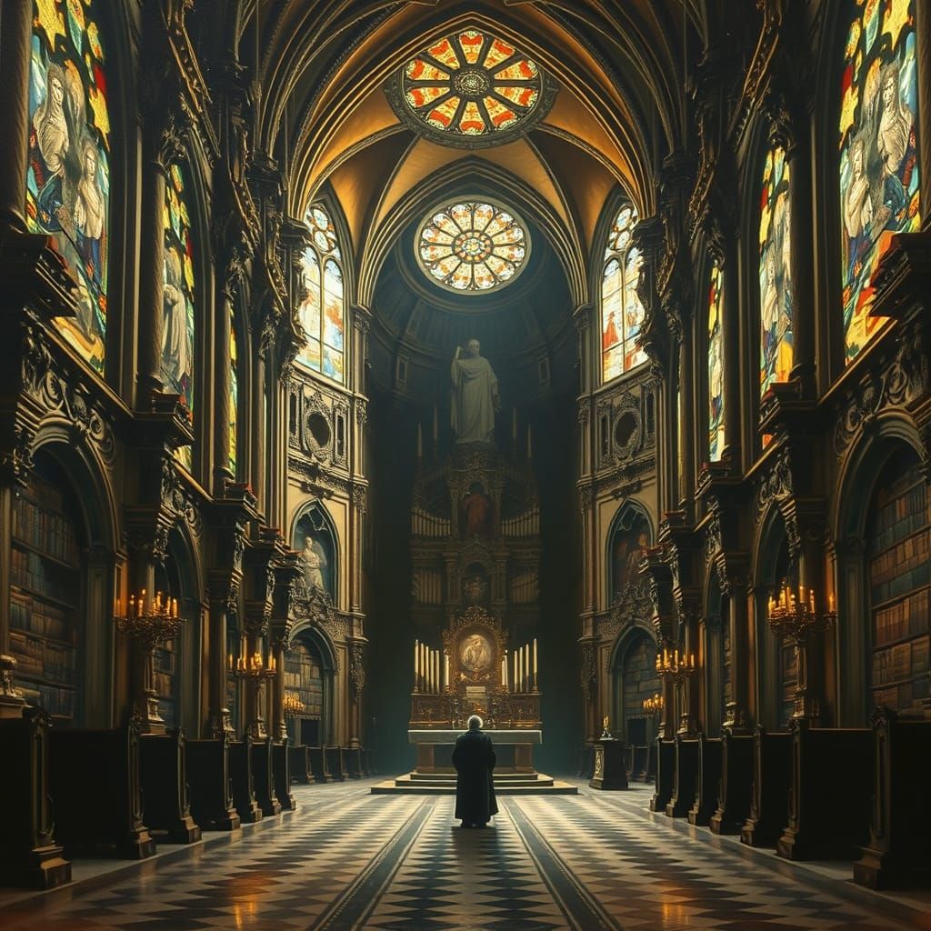 Baroque Cathedral with Cosmic Horror Details