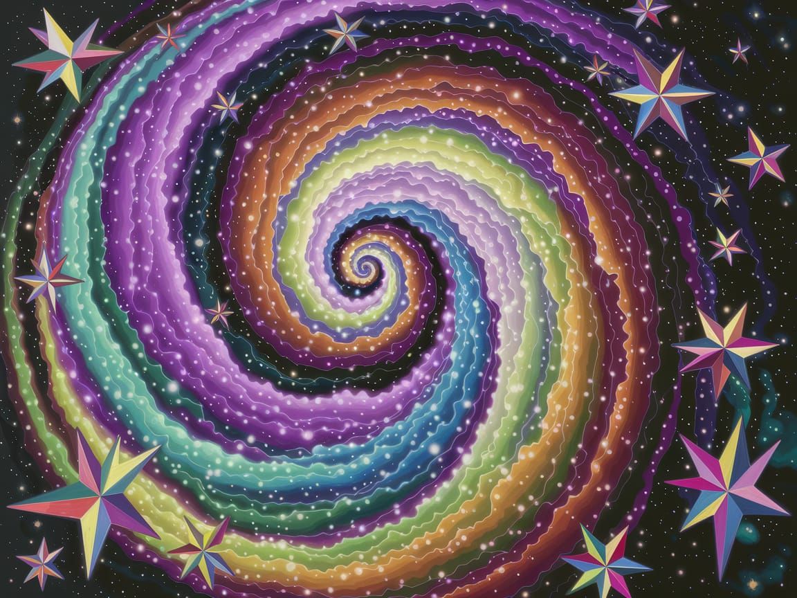 Cosmic Vortexes in a Roberto Matta-Inspired Surrealist Dream