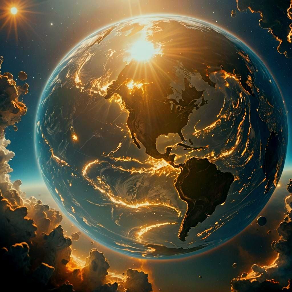 Dramatic Earth View from Space in Hyperrealism