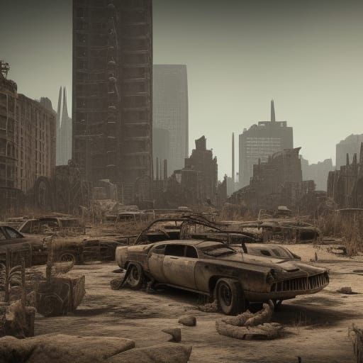 Post-Apocalyptic New York Ruins in Mad Max Style
