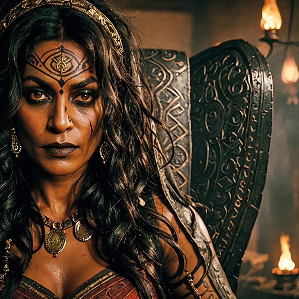 Savage Witch in Dark Indian Temple, Inspired by Shiva Goddes...