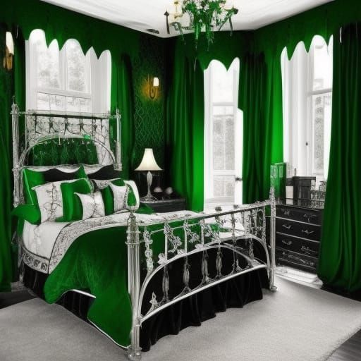 Gothic Slytherin bedroom