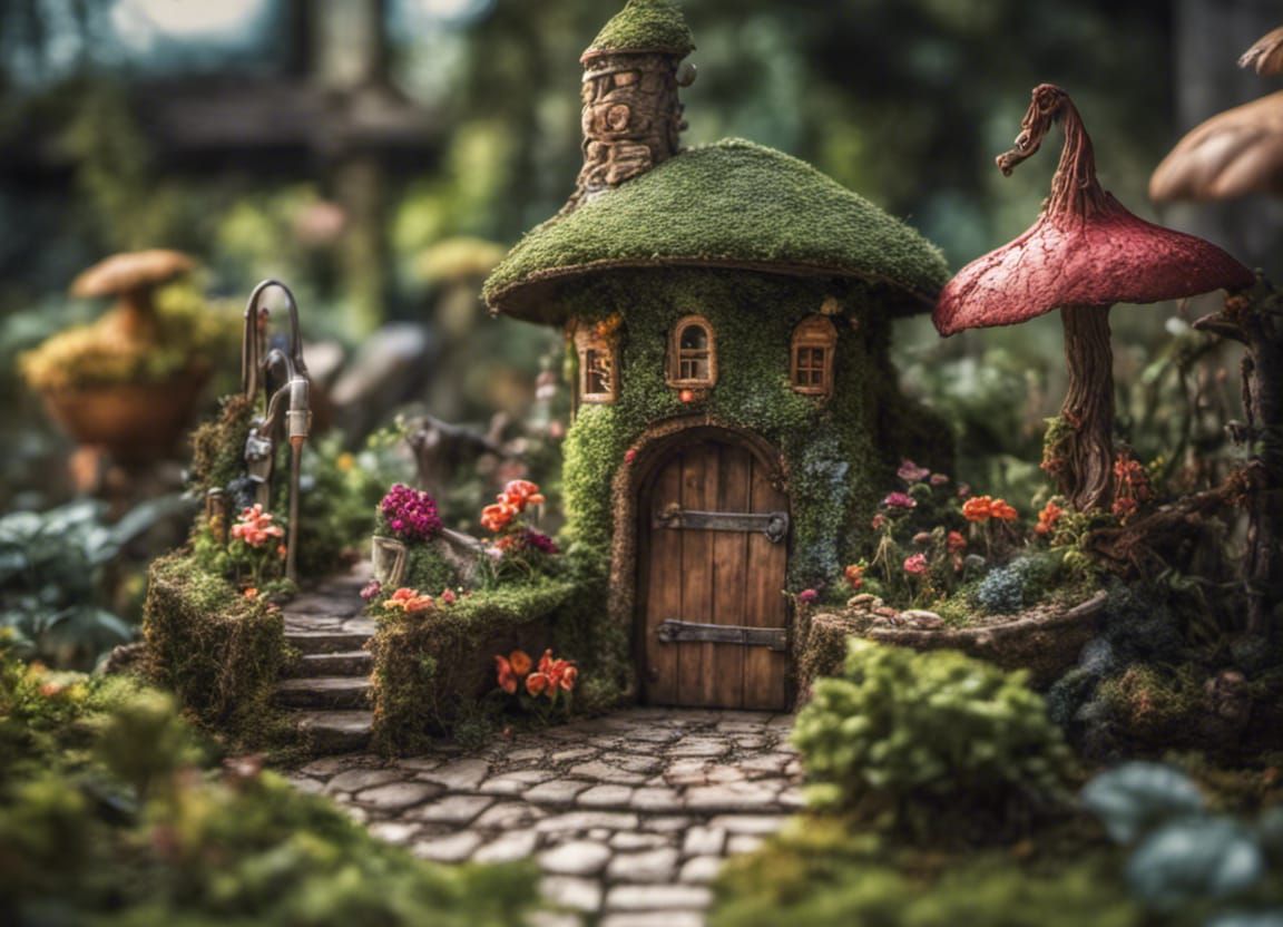 Whimsical Fairy Garden in Hyperrealistic Style