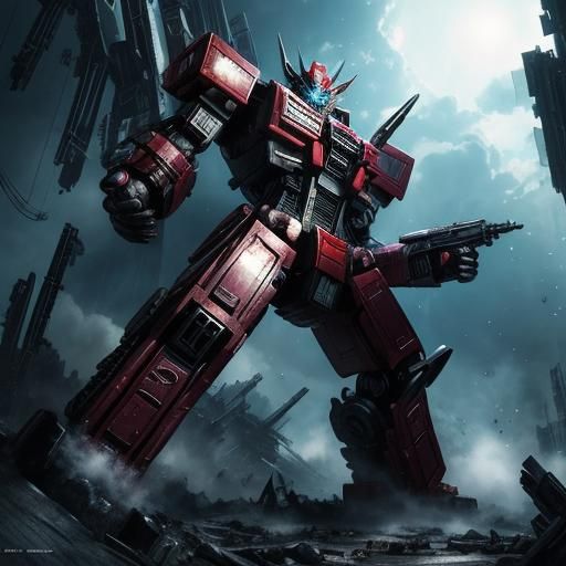 Transformers Action Scene in Anime Style