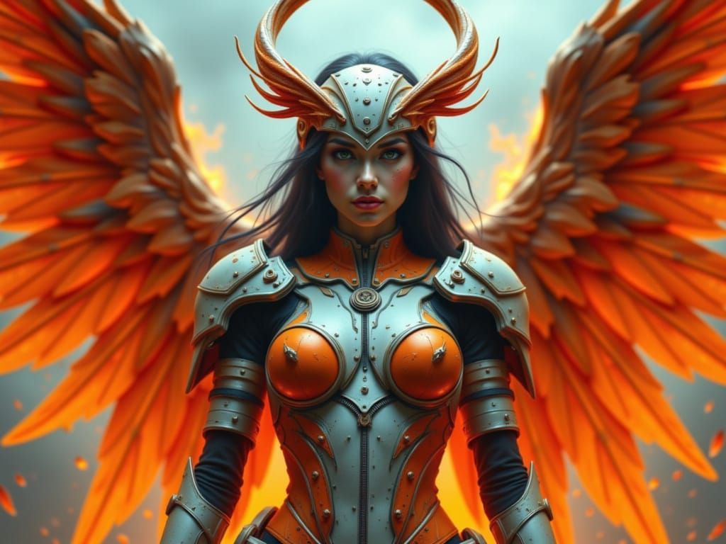 Fiery Fallen Angel Ripping Monitor, Intricate Design