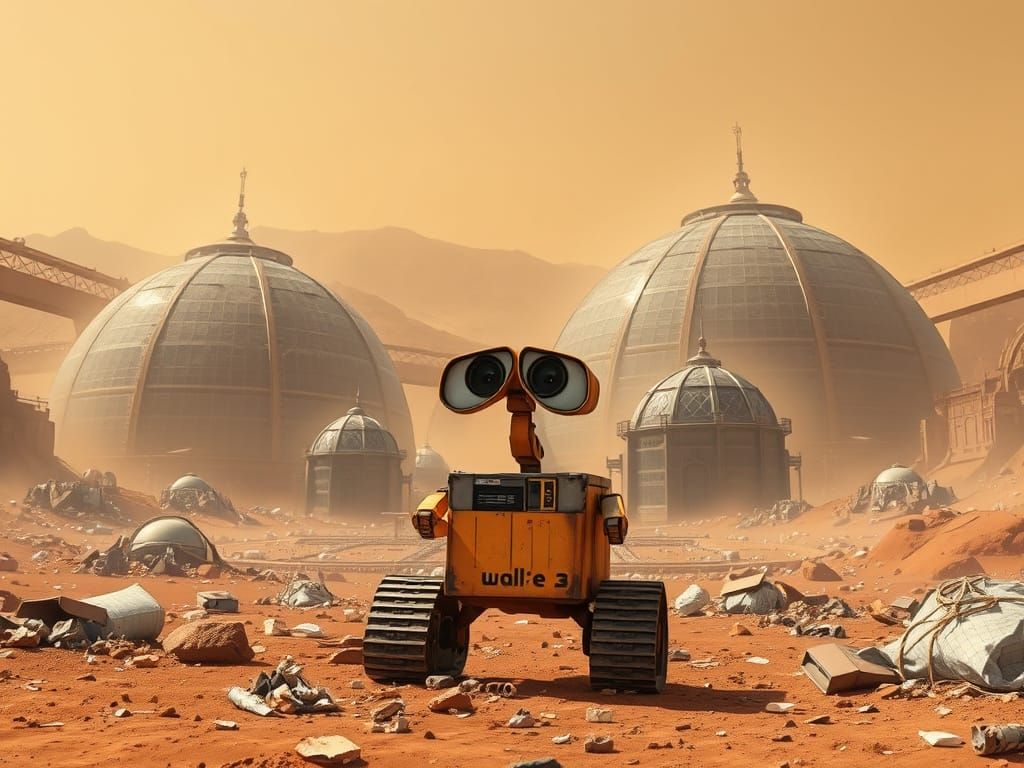 Abandoned City on Mars with Glass Domes