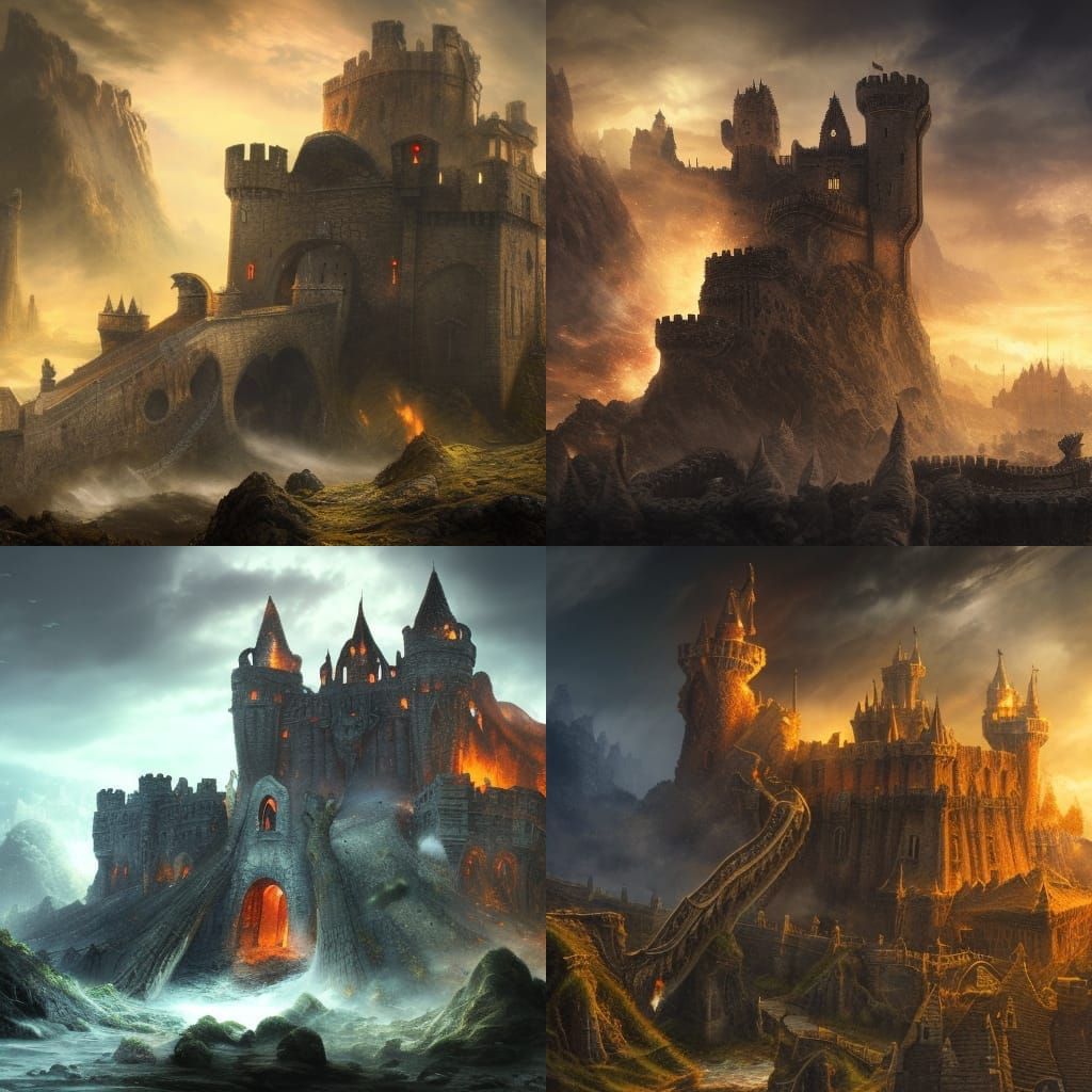 Dragons Destroying Castle: Ultra-Realistic 8K Fantasy Art