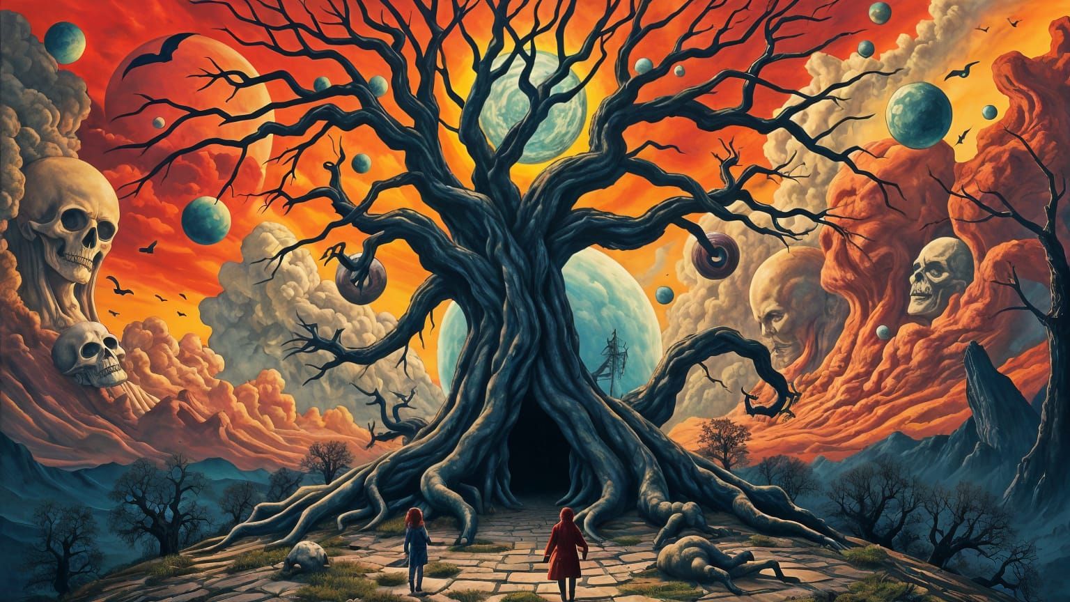 Tree Portal to the Elder God Realm in Psychedelic Art