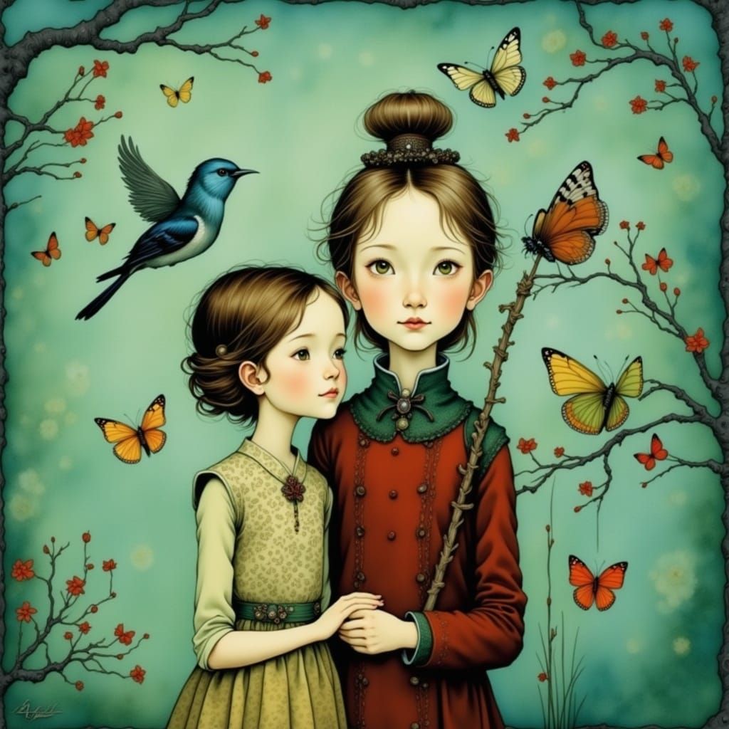 Friendship in Dreamlike Vintage Style