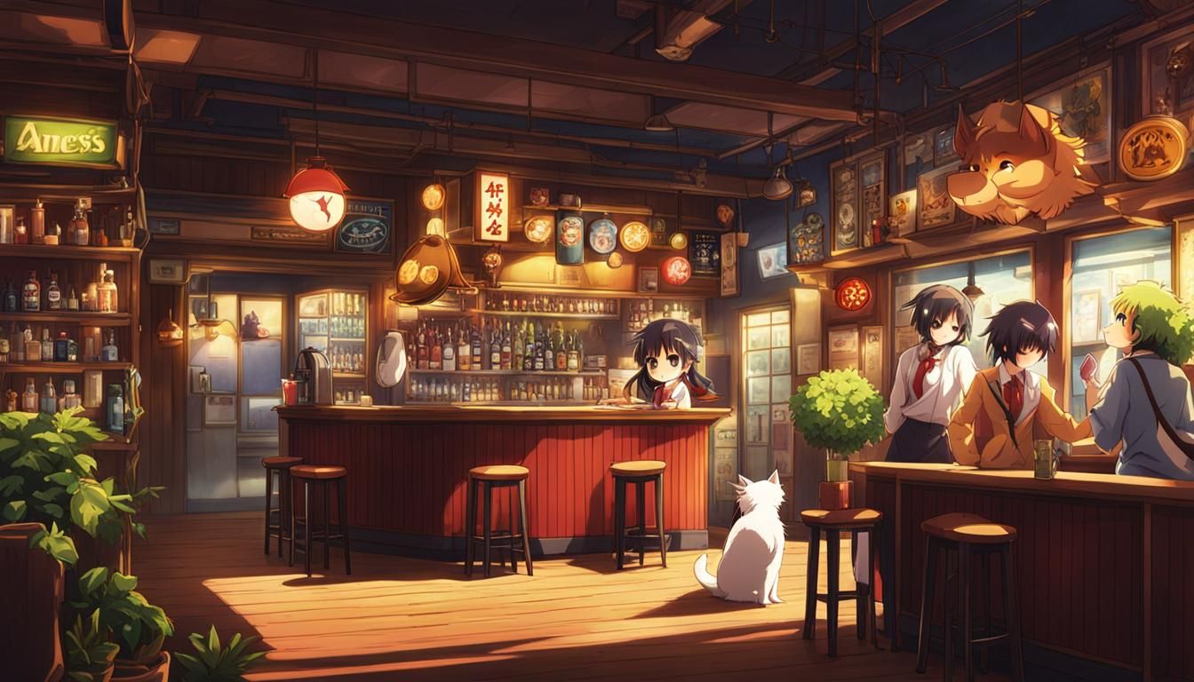 Animals Walk Into a Bar in Anime Style