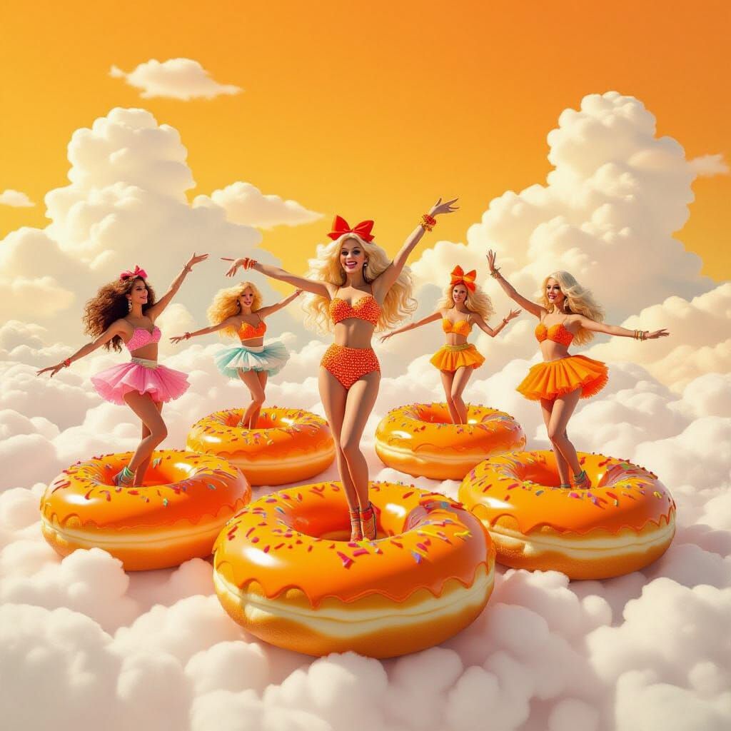Orange Barbie Doughnut Dance in LaChapelle Style