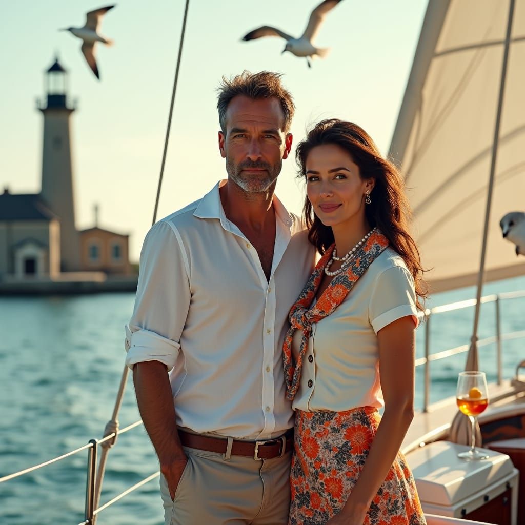 Lake Michigan Sailboat Scene in Hyperrealism Style