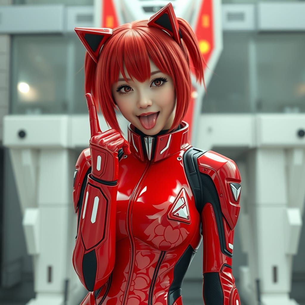 Asuka Poses Cutely in Realistic Photography Style