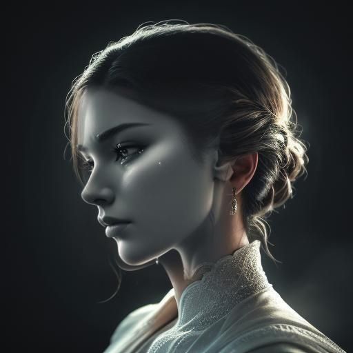 Majestic Face in Profile with a Tear, Hyperrealistic