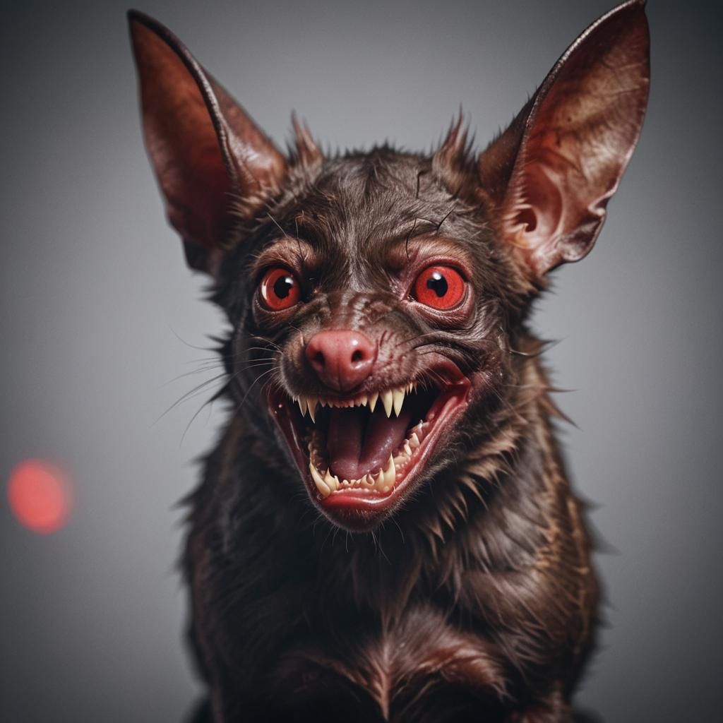 Vampire Bat Deer Hybrid Portrait in Macro Photography
