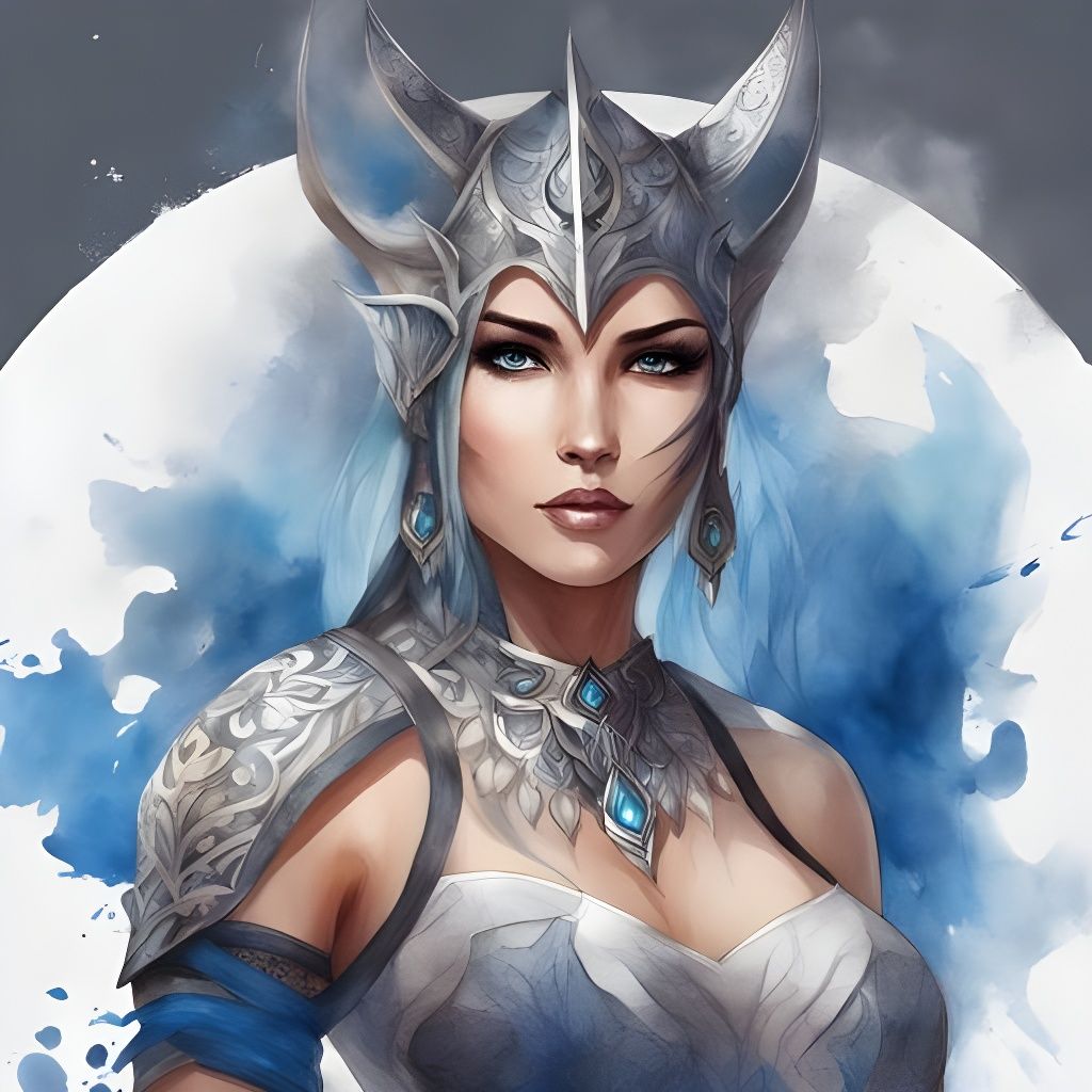 Rhino Princess on Battlefield in Watercolor Style