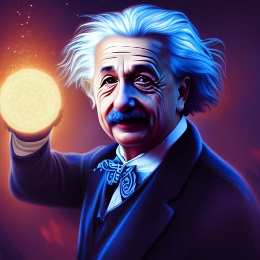 Albert Einstein Portrait in Hyperdetailed Style