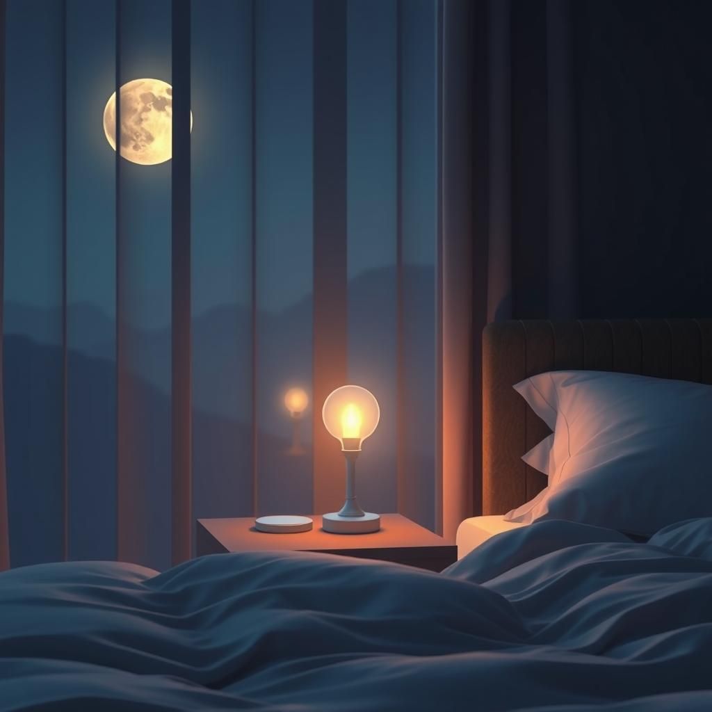 Serene Nightlight in Moonlit Bedroom
