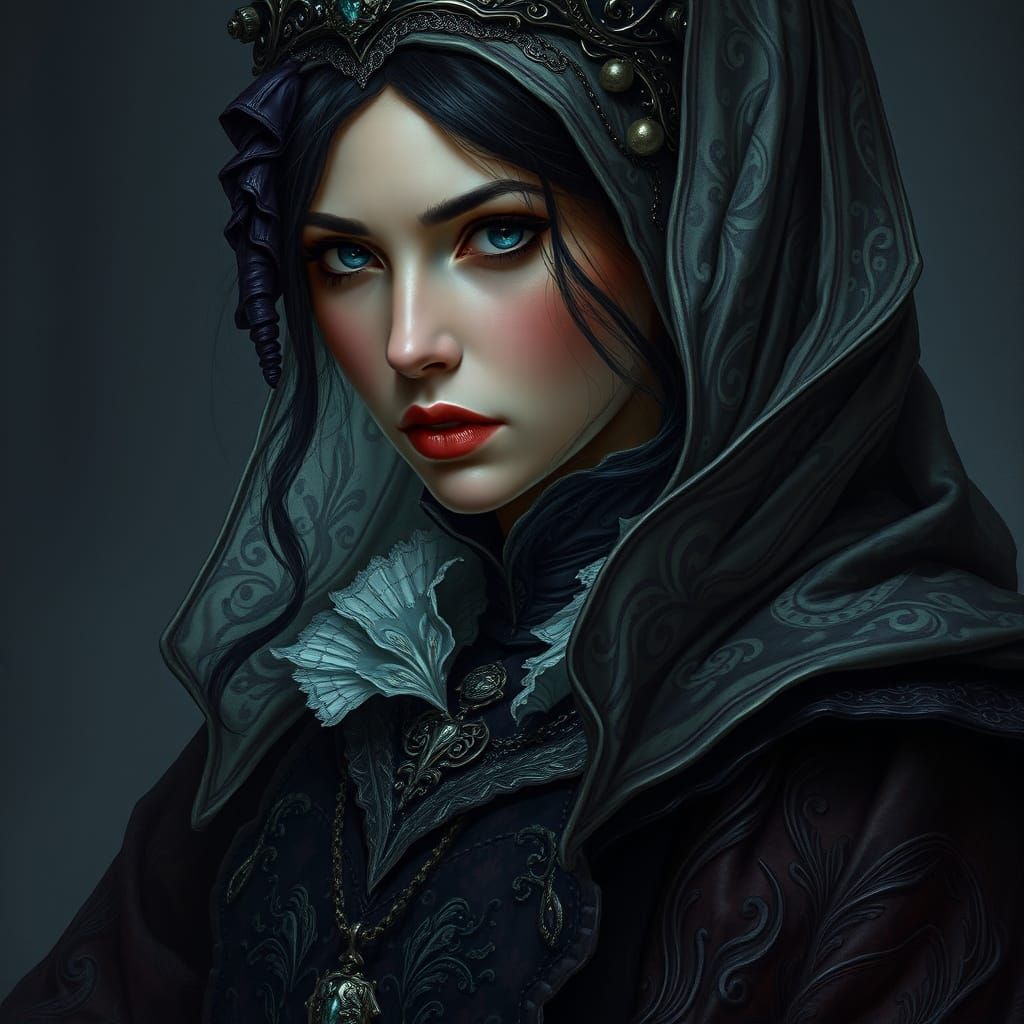 Medieval Baroness Portrait in Gothic Style