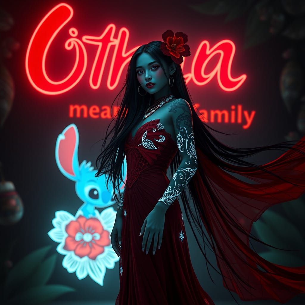 Goth Lilo in Ethereal, Bioluminescent Beauty