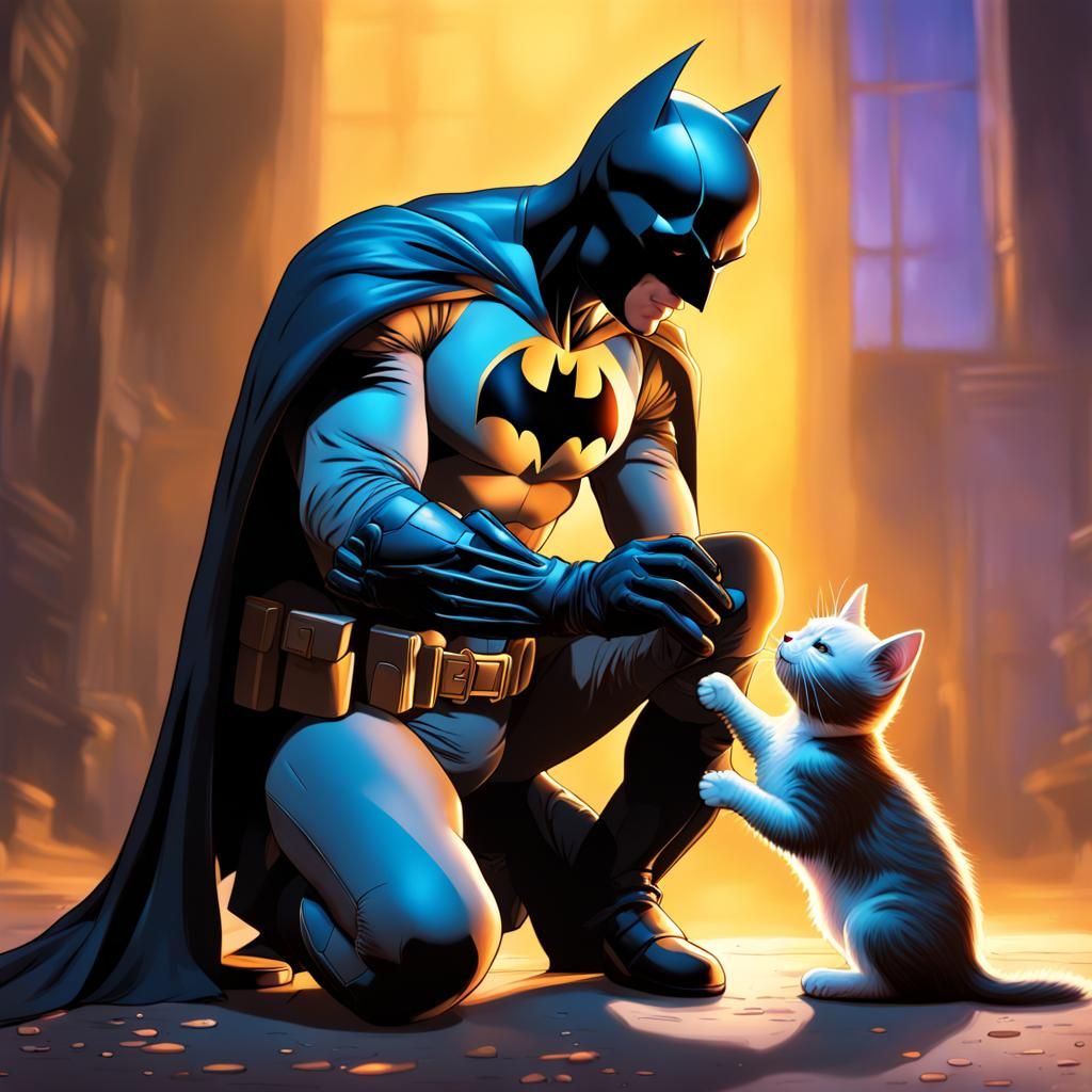 Batman and Kitten: Hyperrealistic Concept Art