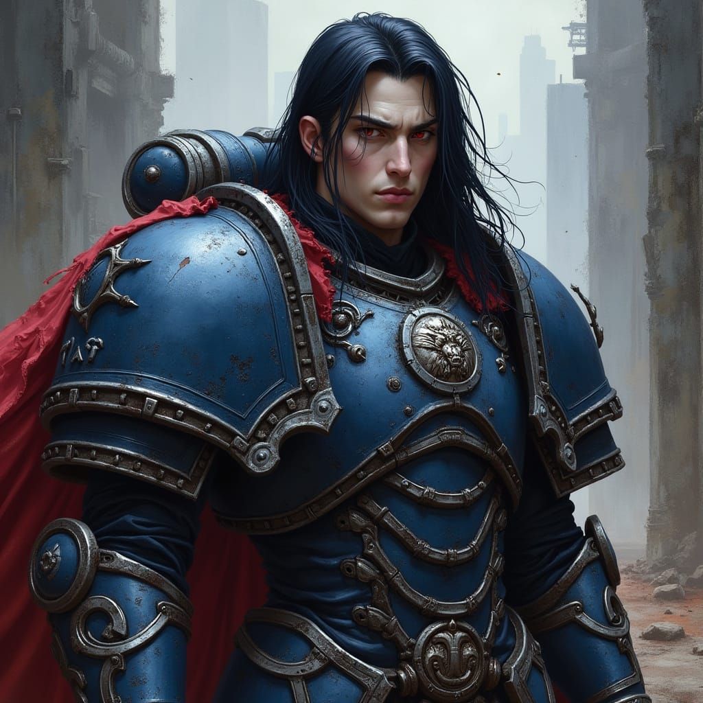 Konrad Curze Portrait in Hyperdetailed Charcoal Drawing Styl...