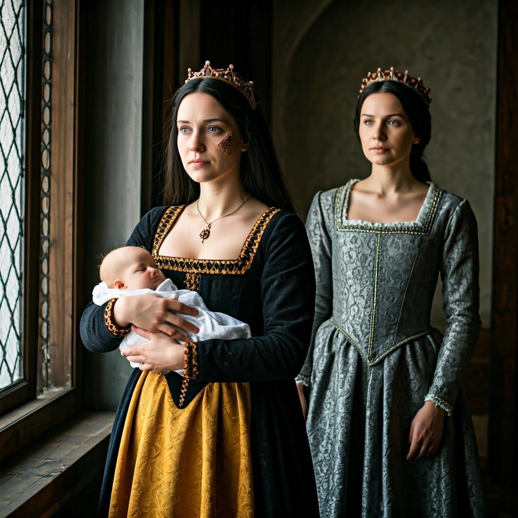 Medieval Queens with Baby Daughter, 16th Century